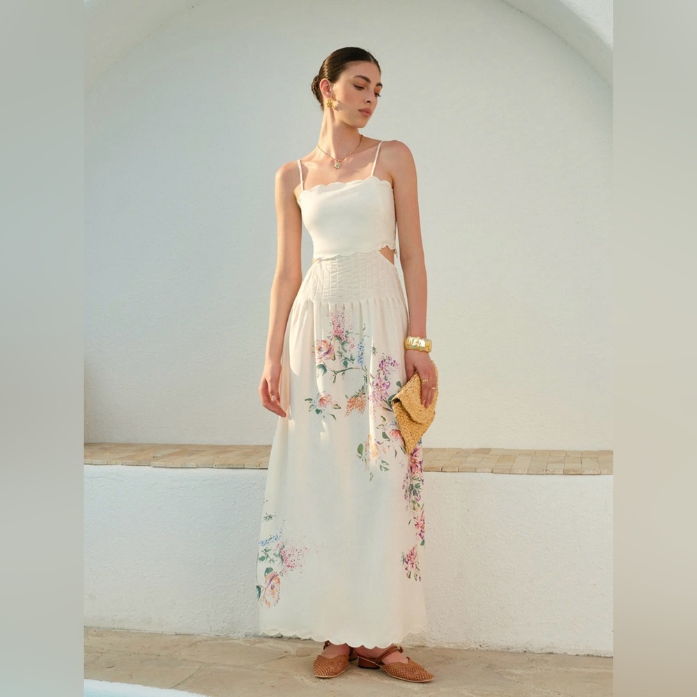 Commense Cream Maxi Dress with Pastel Floral Print